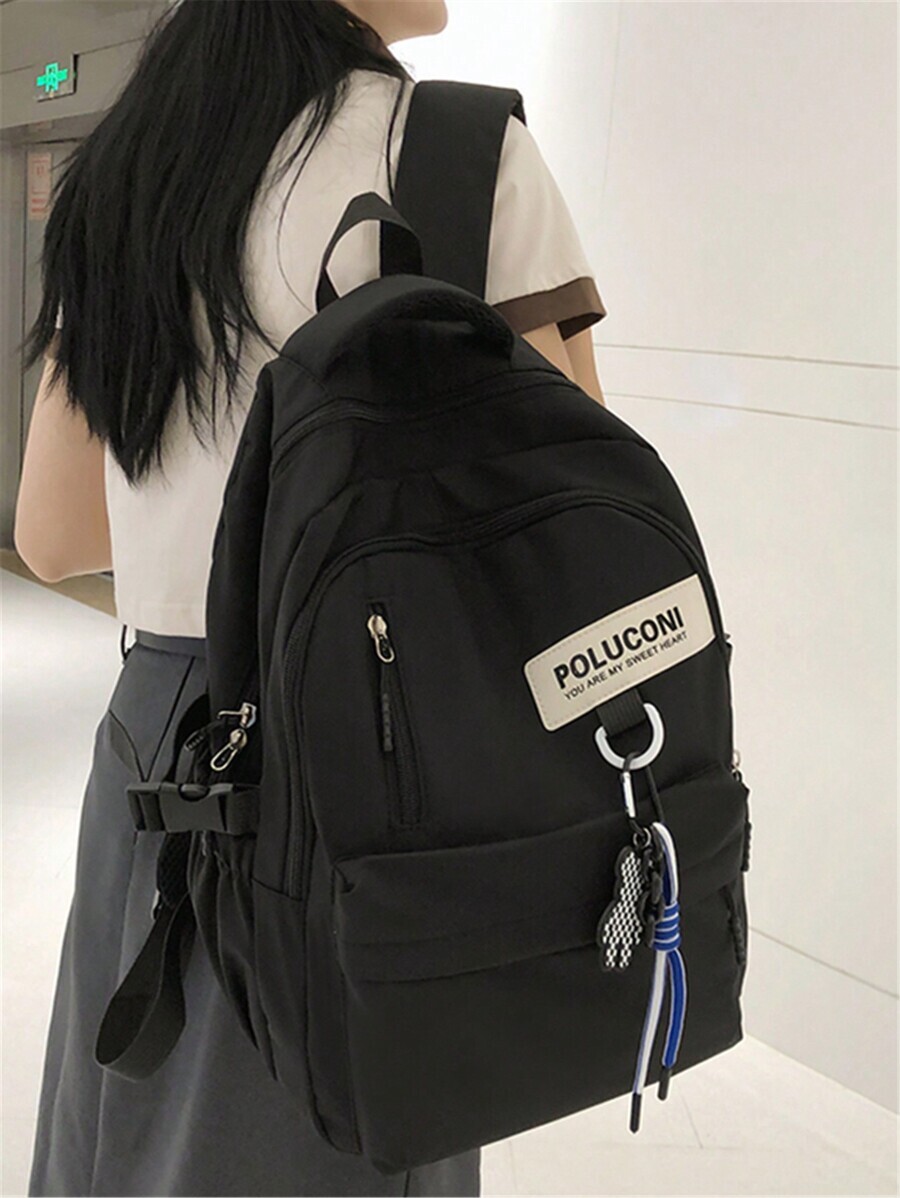 バッグ レディース バックパック クラシックなベーシックバックパック、スクールバッグ、トラベルバッグ、バッグチャーム付き。大容量、拍卖