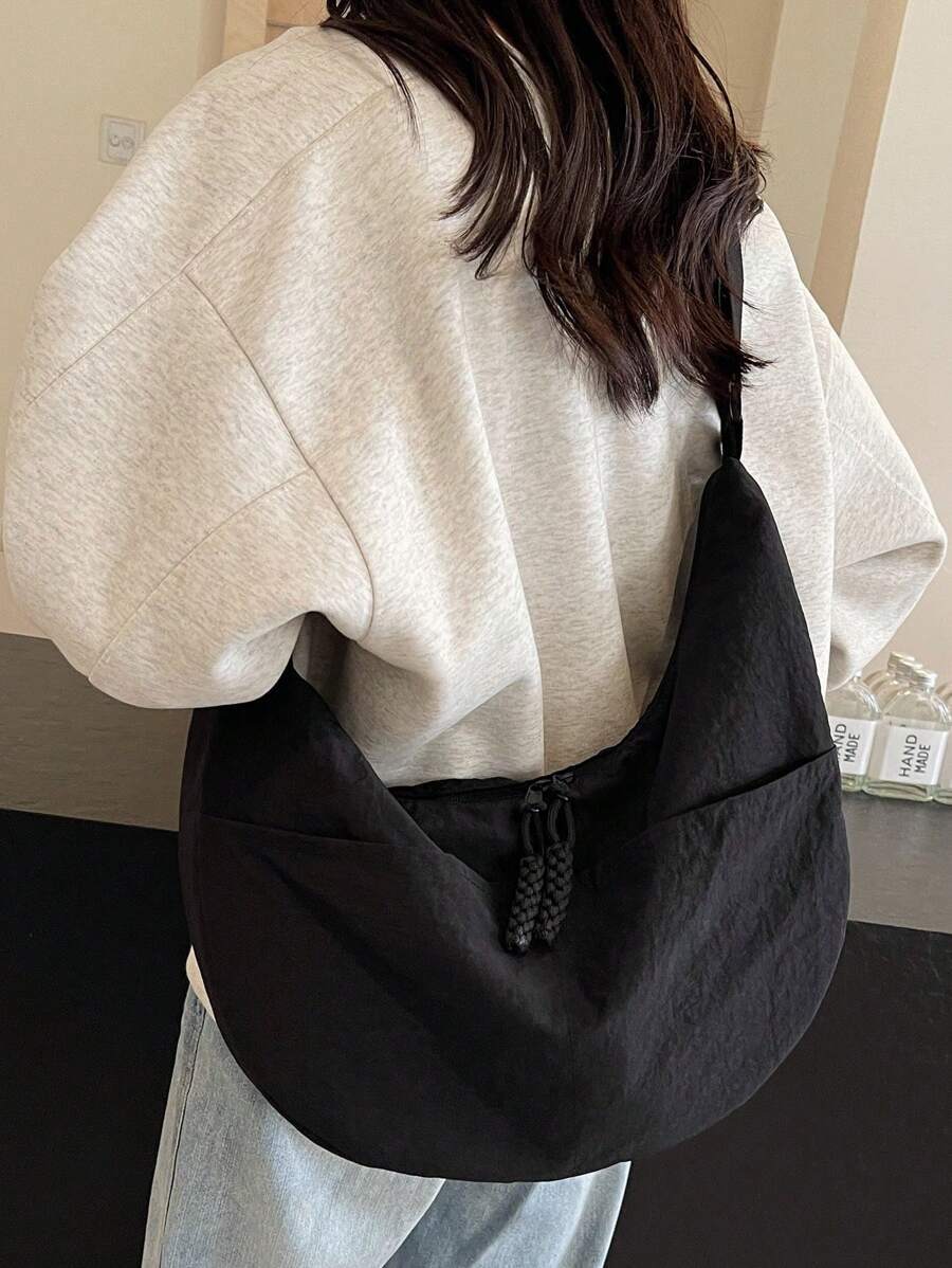 バッグ レディース ショルダーバッグ 女性用ファッショナブルな無地ジッパーショルダーストラップ調整可能ショルダーバッグ、カジュアル拍卖