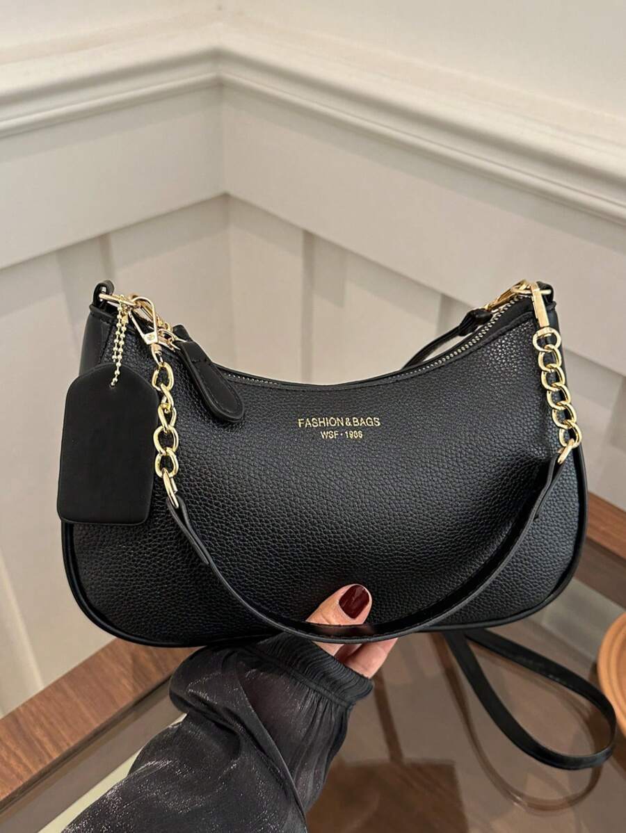 バッグ レディース ショルダーバッグ 1個 無地 PU レザー ファッショナブル アンダーアーム バッグ。シンプルでスタイリッシュ拍卖