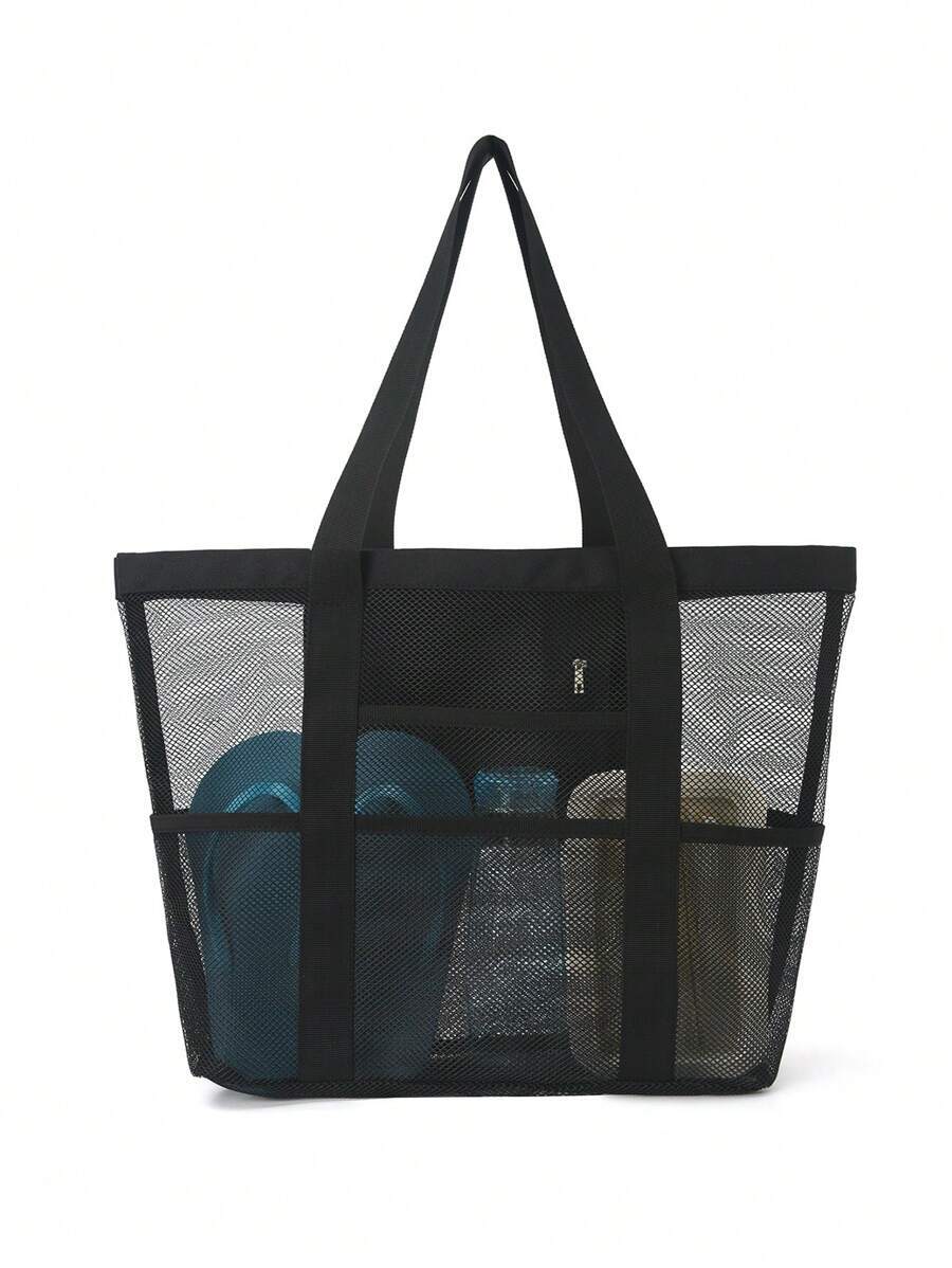 バッグ レディース トートバッグ ホロー ポリエステルメッシュビーチバッグ 大容量 旅行洗濯バッグ スイミングストレージバッグ ミ拍卖