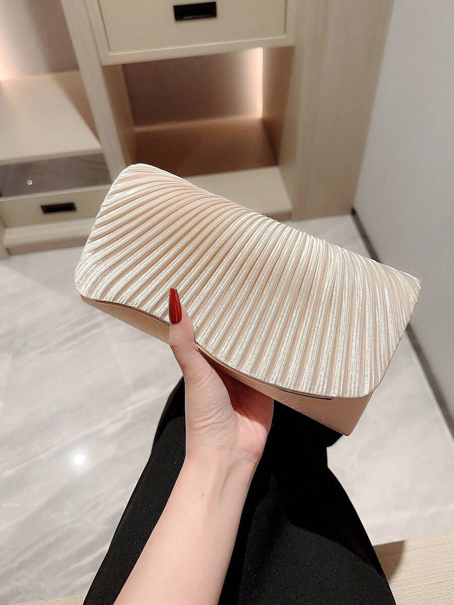 バッグ レディース ドレスバッグ ムーンリット・イブバッグ 女性用 クラシックなプリーツサテンクラッチバッグ チェーンストラップ拍卖