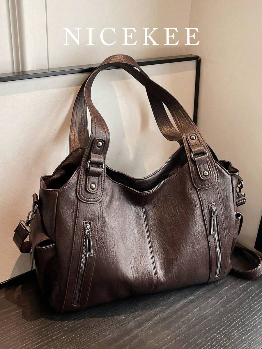 バッグ レディース トートバッグ 無地大容量レディースショルダーバッグ、ファッショナブルな質感の大容量手提げトートバッグ、通勤用シ拍卖