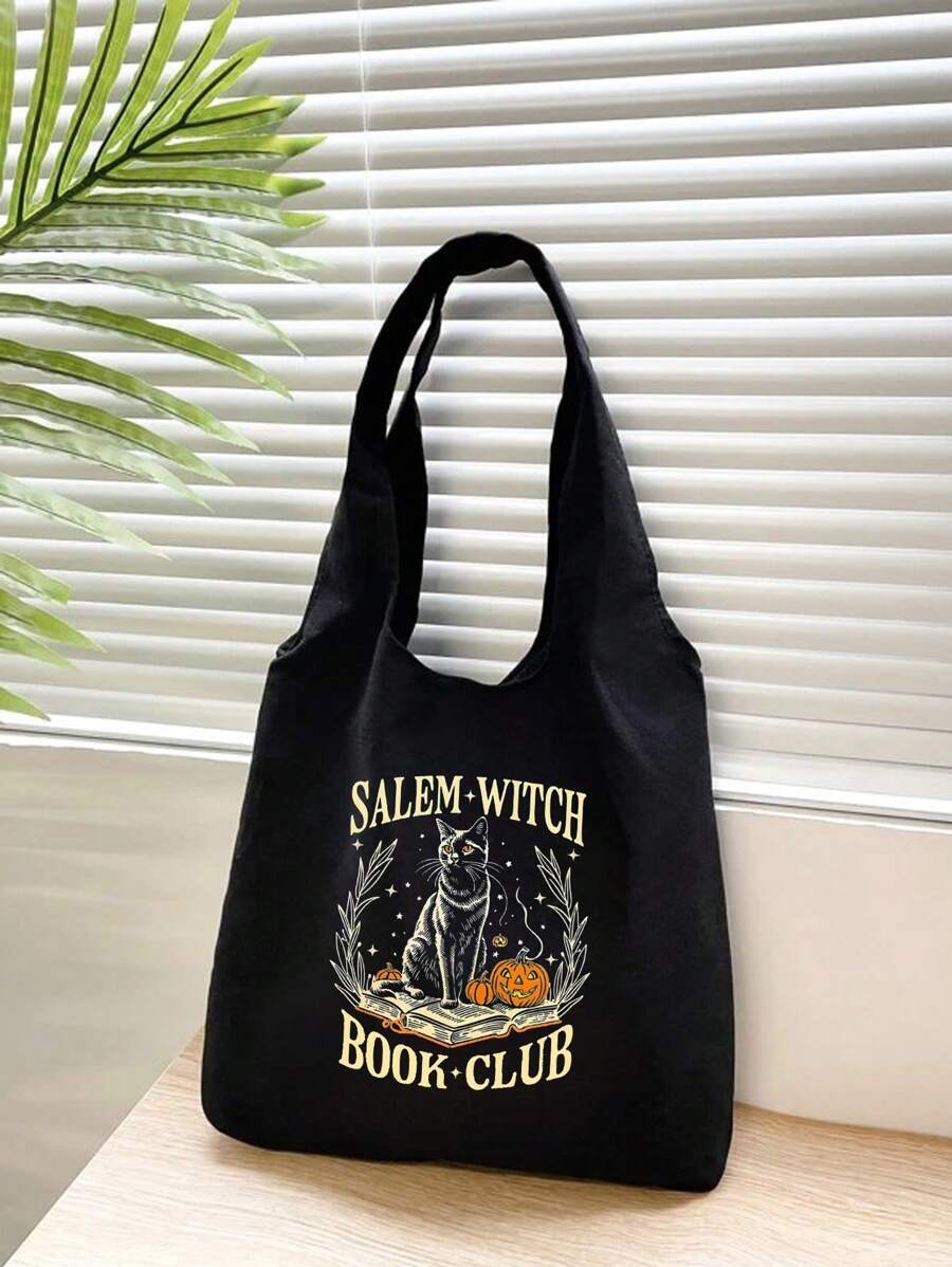 バッグ レディース トートバッグ 1個 ハロウィン柄 リネン 大容量ハンドバッグ、リネンコインケース、ショッピングバッグ、先生への拍卖