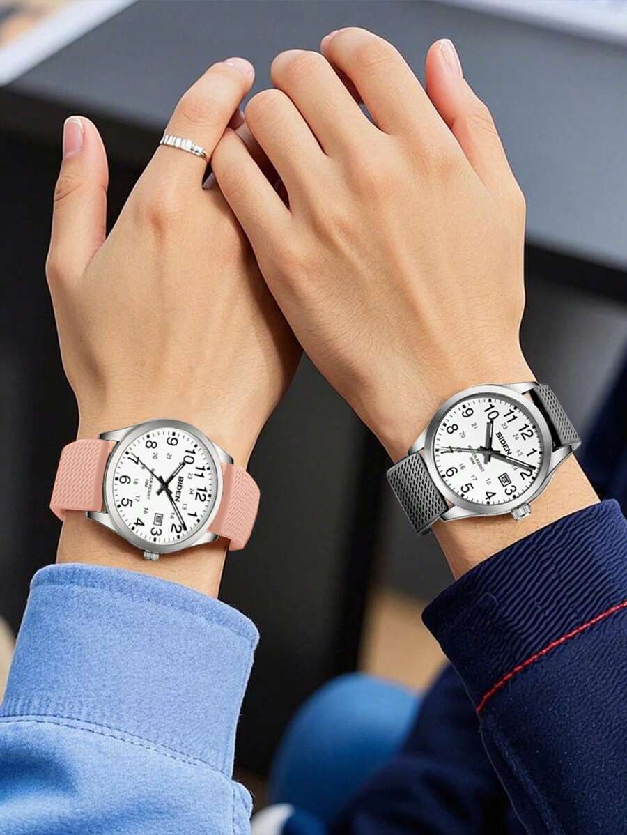 腕時計 レディース クォーツ 2個セット メンズ ファッショナブル スポーツクォーツ腕時計、防水発光デート、見やすいデジタルダイヤ拍卖