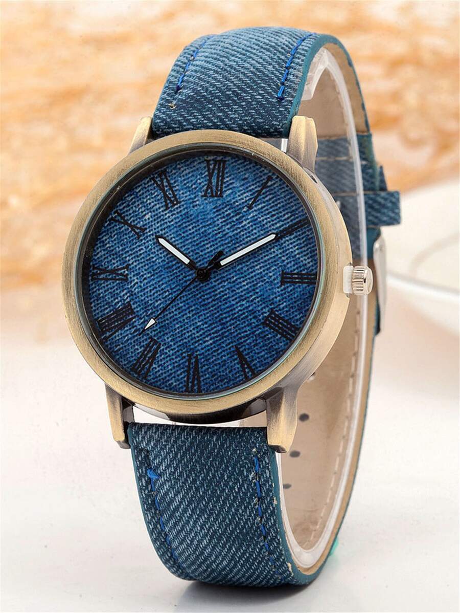 腕時計 レディース クォーツ ラウンドポインター デニムストラップ クォーツ時計拍卖