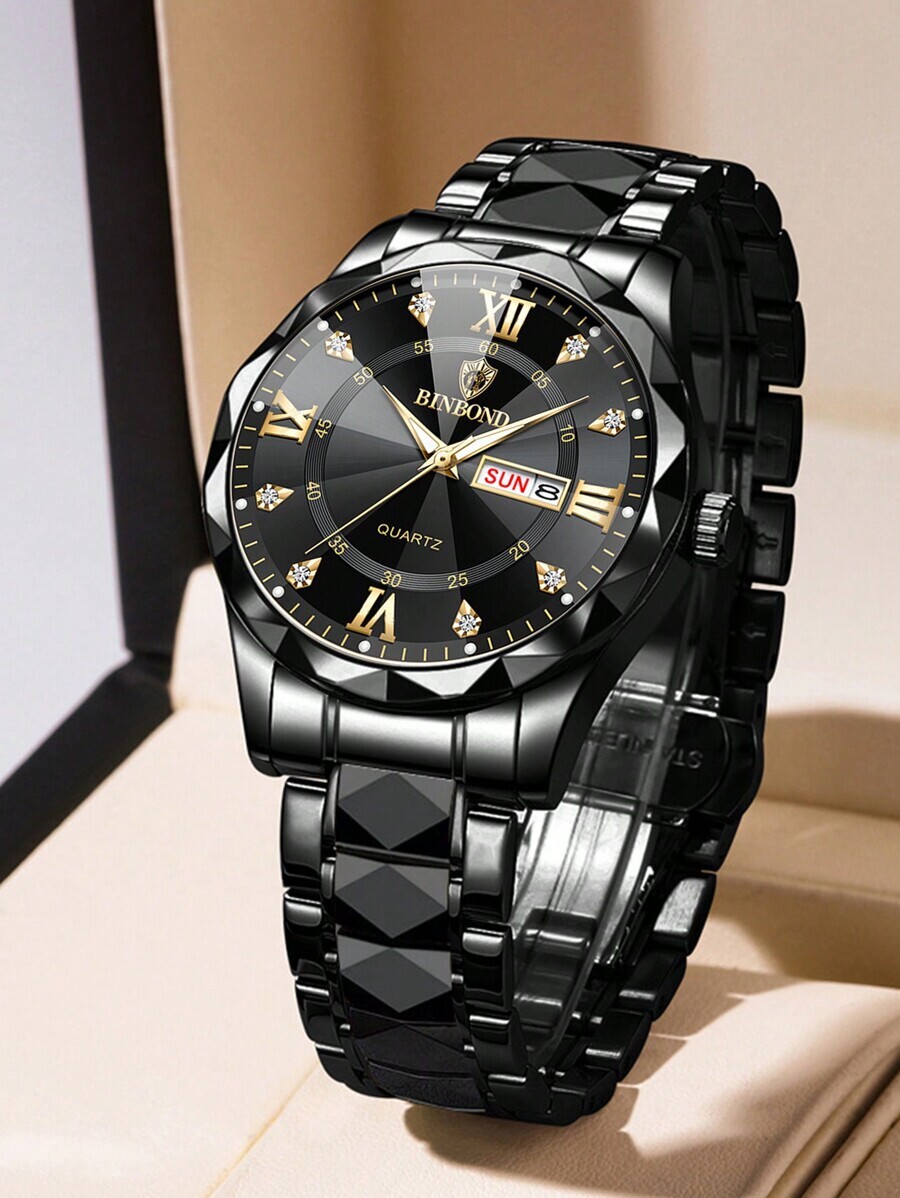 腕時計 メンズ クォーツ ラグジュアリーブランド ファッション メンズ ゴールド 腕時計 ステンレススチール クォーツ メンズビジ拍卖