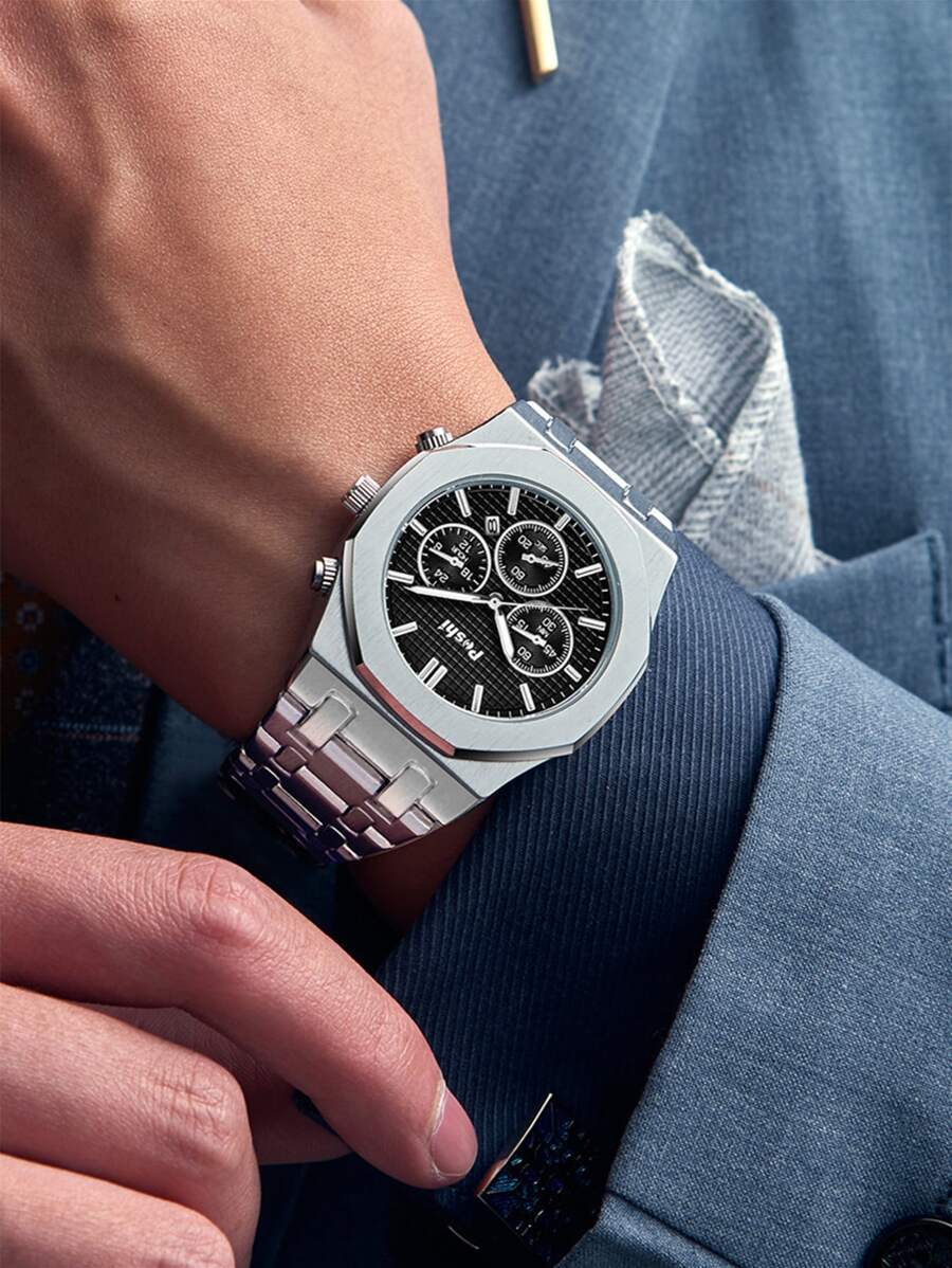 腕時計 メンズ クォーツ 高級ステンレススチールバンドメンズウォッチ、防水機能、カレンダー付き、ビジネススタイル、父の日などにも最拍卖