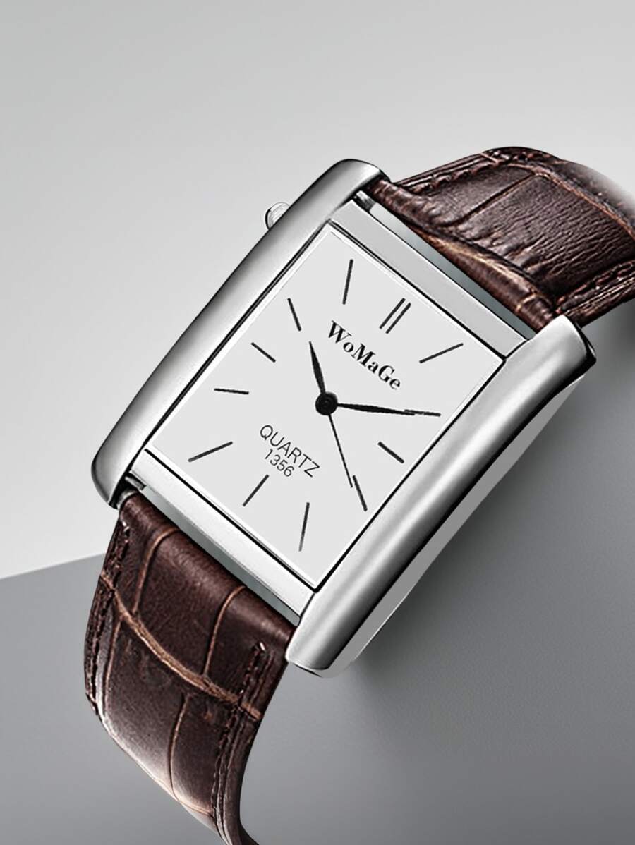 腕時計 メンズ クォーツ 1個 正方形の男性用腕時計 ローズゴールドケース メンズ腕時計 レディース腕時計 トップブランド高級レザ拍卖