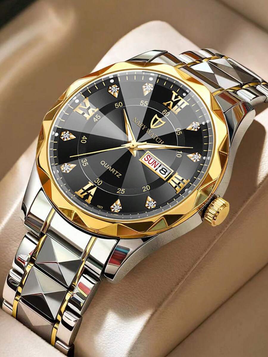 腕時計 メンズ クォーツ 1個 メンズカジュアル クォーツ腕時計、ステンレスバンド、防水、カレンダー機能、デイリーウェアとギフトに拍卖