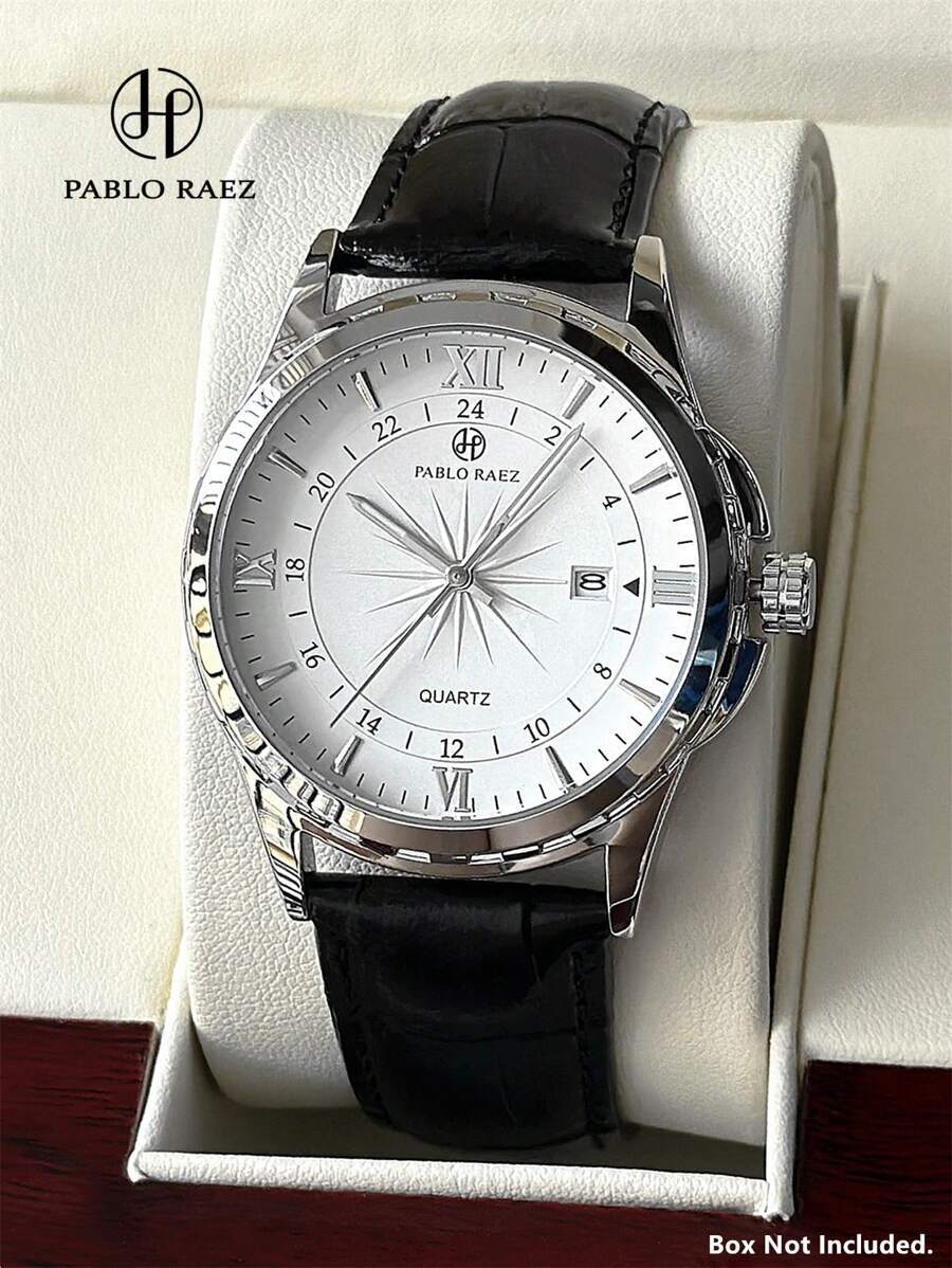 腕時計 メンズ クォーツ 1個 メンズ ビジネス 腕時計 SUS304ステンレススチールシルバーケース ラグジュアリーブラック柔ら拍卖