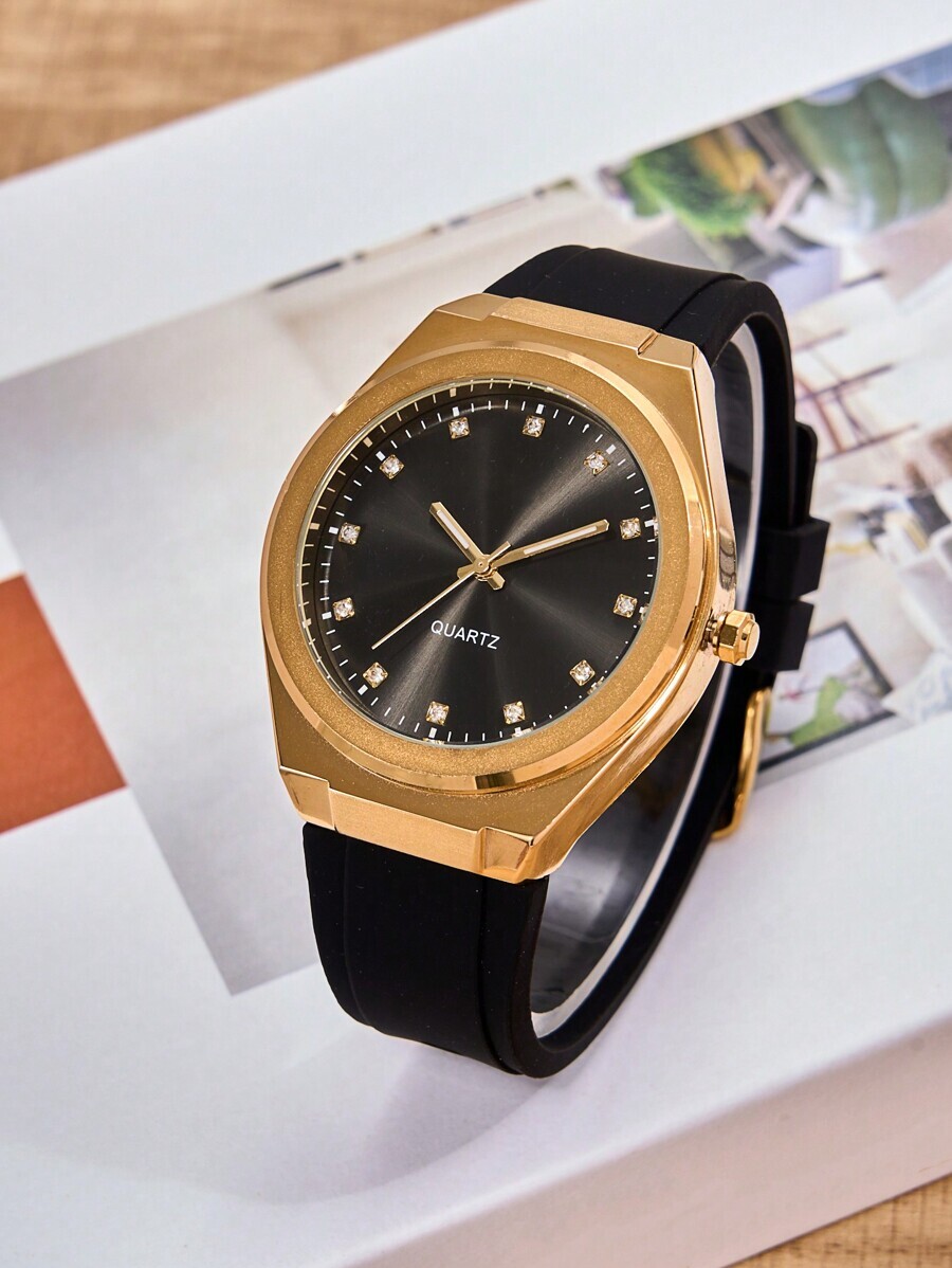 腕時計 メンズ クォーツ 1個 メンズ ブラック シリコンベルト クォーツ カジュアル腕時計拍卖