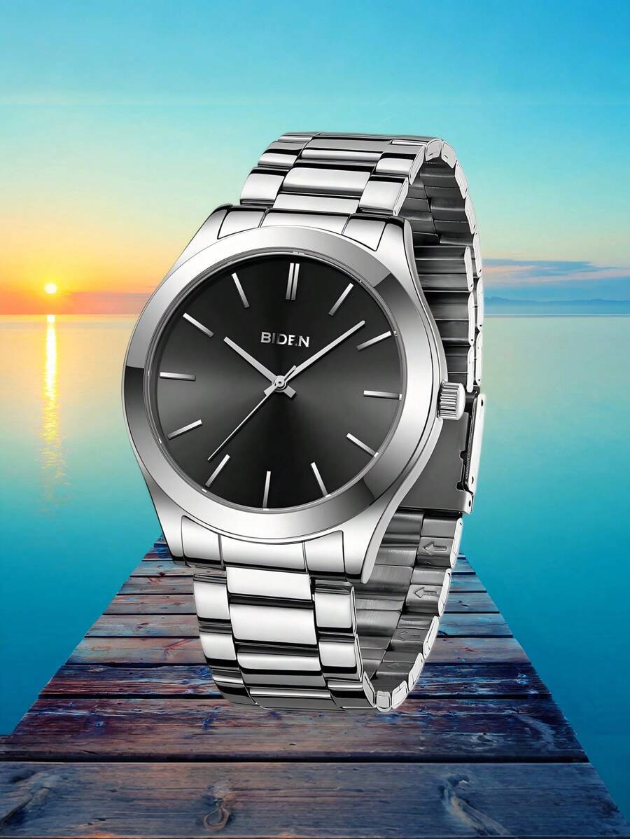 腕時計 メンズ クォーツ 1個 メンズ 防水 ステンレススチール バンド 模擬クォーツ 腕時計、シンプルビジネスウォッチ、メンズギ拍卖