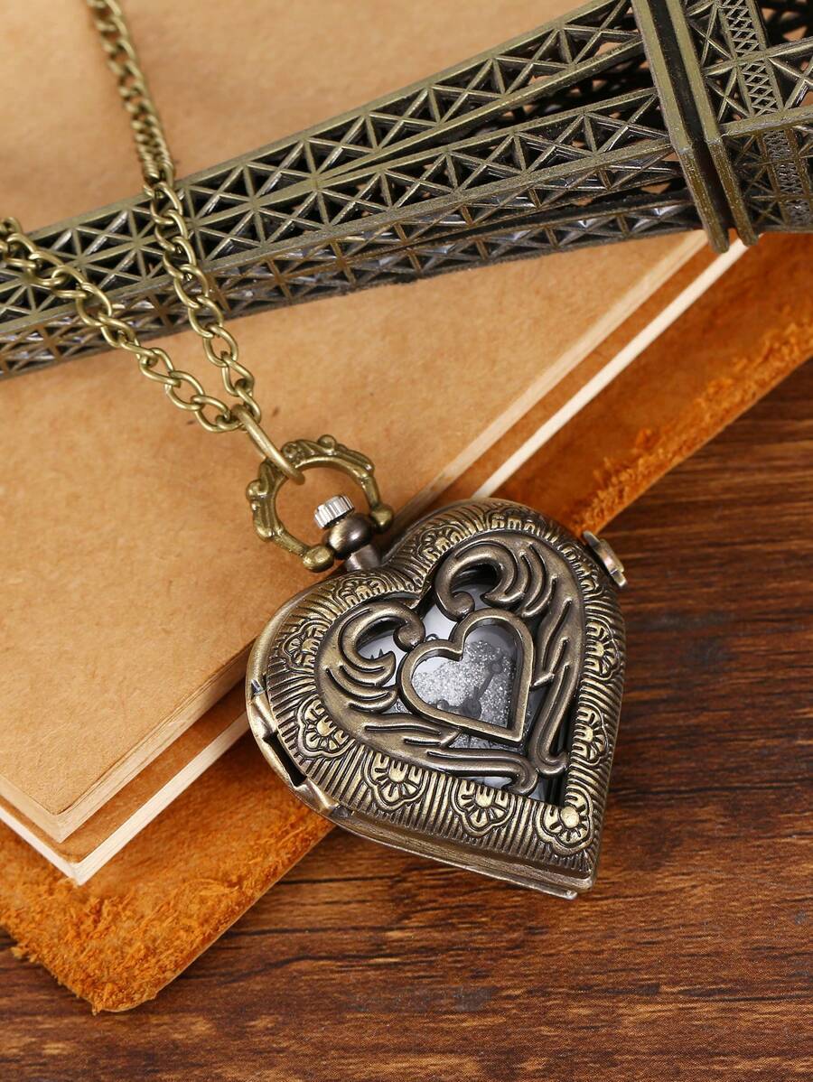 腕時計 懐中時計 1個 懐中時計モチーフ ネックレス、ハート型、真鍮/シルバーカラー拍卖