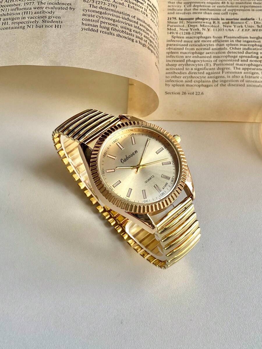 腕時計 メンズ クォーツ 1個 ヴィンテージクォーツ腕時計 メンズ&レディース 大型文字盤、針、アラビア数字、伸縮バンド拍卖