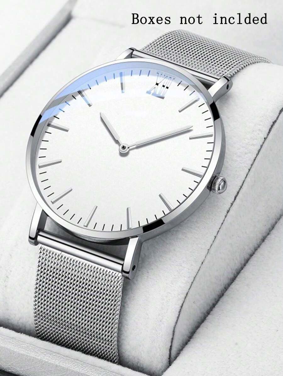 腕時計 メンズ クォーツ 1個 メンズ 新着 極薄 ファッショナブル シンプル メッシュ バンド クォーツ 日常の装飾用 腕時計拍卖