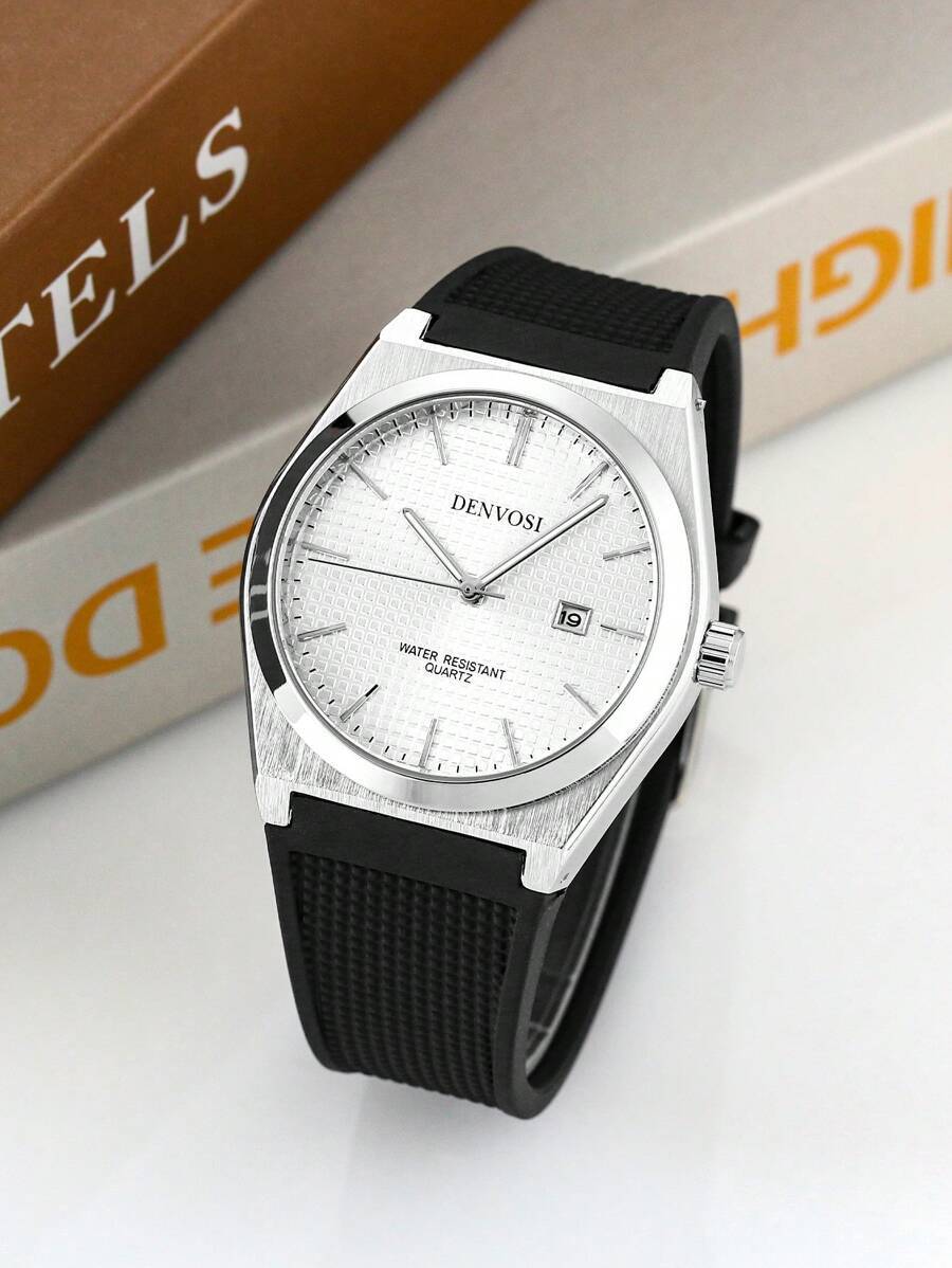 腕時計 メンズ クォーツ 1個 メンズシリコンバンド腕時計、アラビア数字スケール、ファッションビジネス防水クォーツ腕時計 日付表拍卖