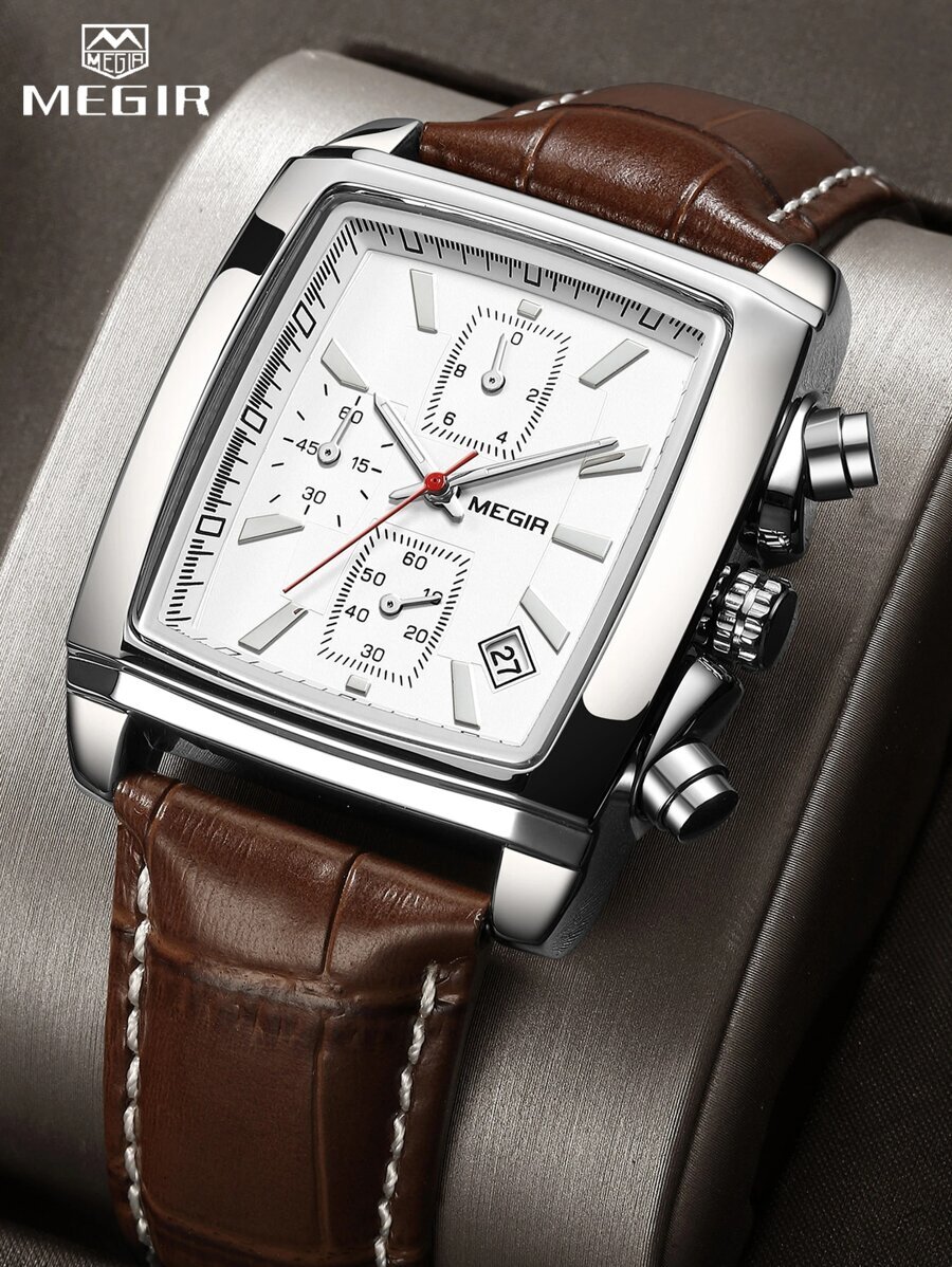 腕時計 メンズ クォーツ 豪華なビジネス スクエア メンズ防水クロノグラフウォッチ拍卖