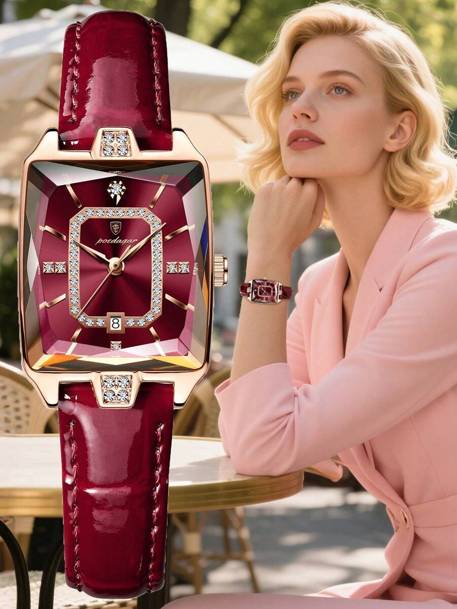 腕時計 レディース クォーツ 1個 エレガントな女性用PU革 防水発光クォーツ腕時計、ファッションカジュアル女性用時計 日付表示、拍卖