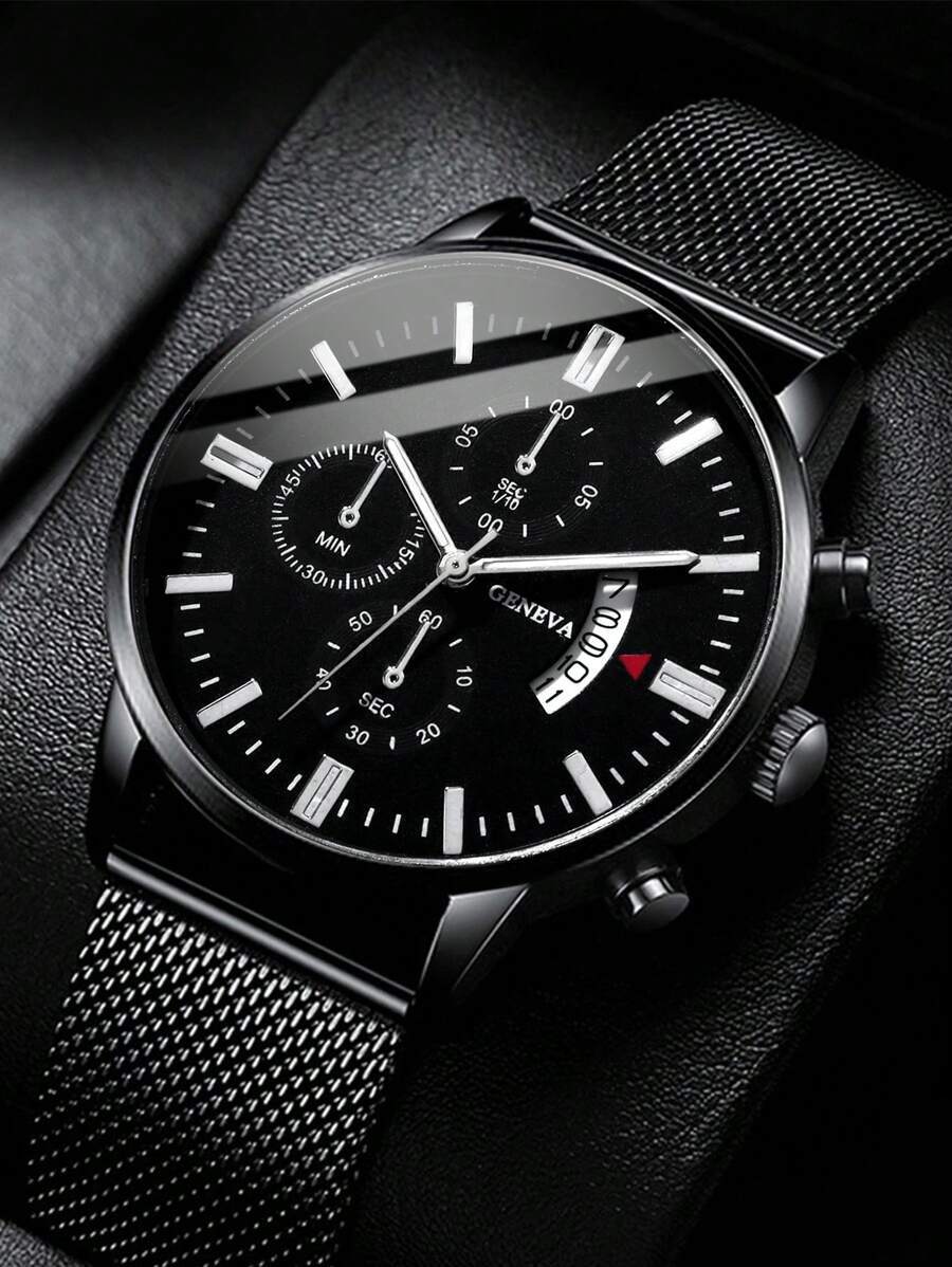 腕時計 メンズ クォーツ 1個 メンズカジュアル クォーツ腕時計、シンプルな丸型ダイヤル、金属メッシュベルト、メンズへの最適なプレ拍卖