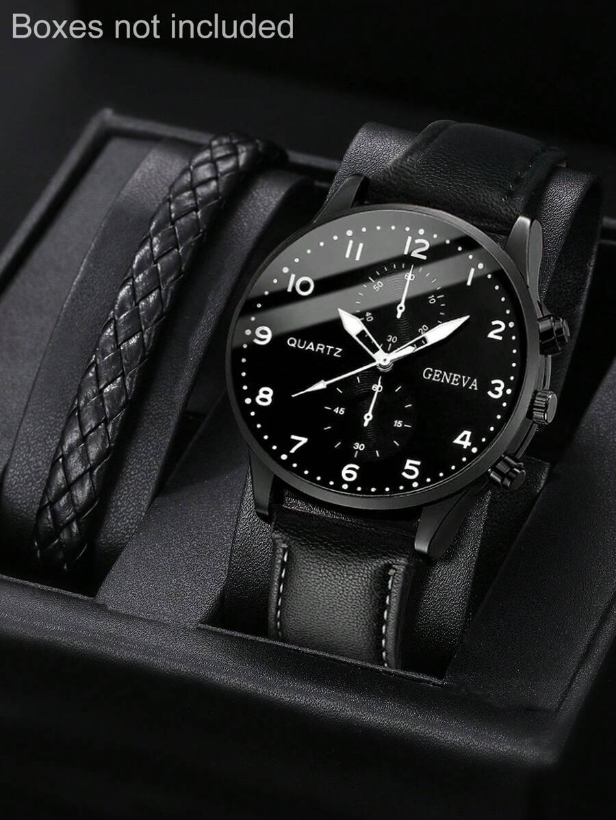 腕時計 メンズ セット 1セット メンズ腕時計 クラシック ローマ数字 メンズクォーツ腕時計 編み込みブレスレット メンズビジネス拍卖