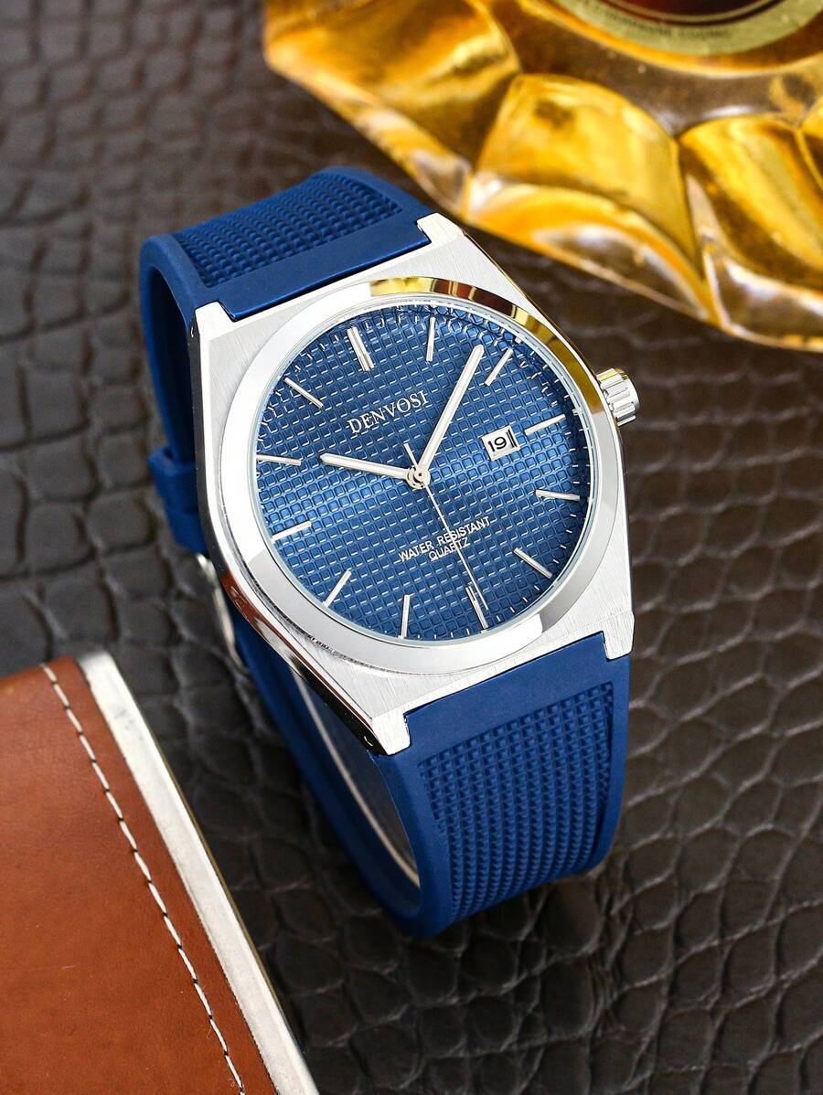 腕時計 メンズ クォーツ 1個 メンズ ファッションビジネス クォーツ腕時計 シリコンストラップ、アラビア数字表示、防水、日付表示拍卖