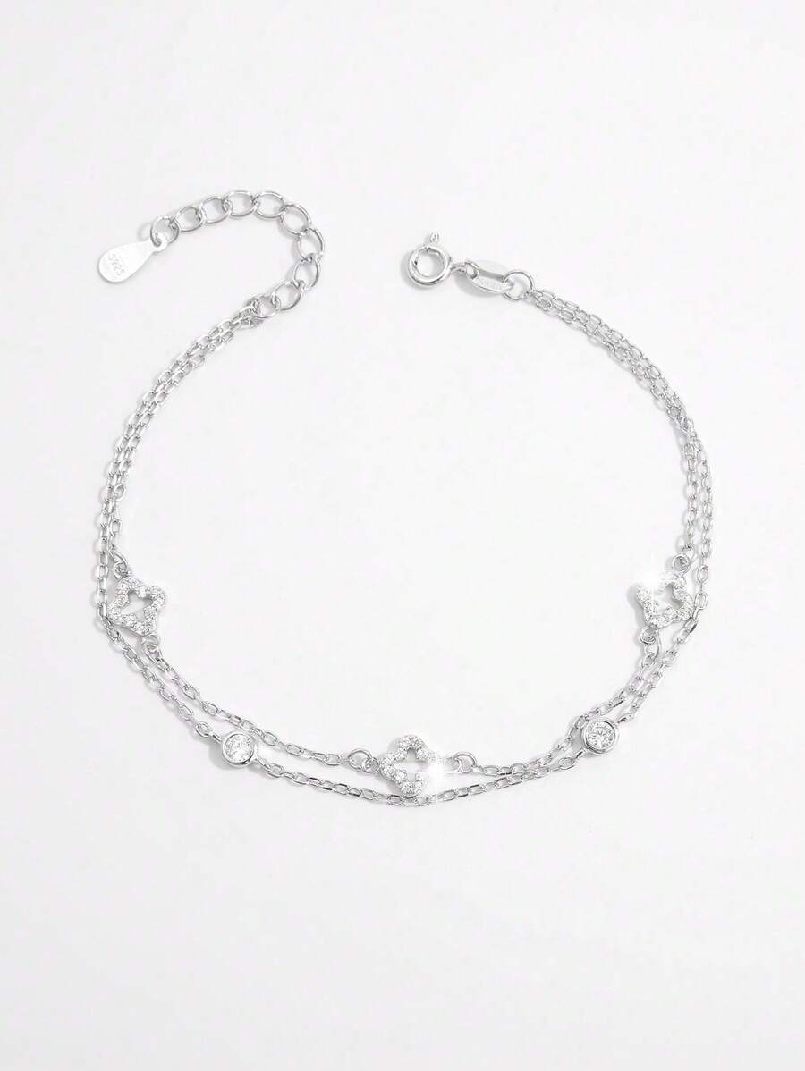 ジュエリー レディース ブレスレット チェーン 1個 女性用ファッショナブルでエレガントなミニマリスト スパークリング925シルバ拍卖