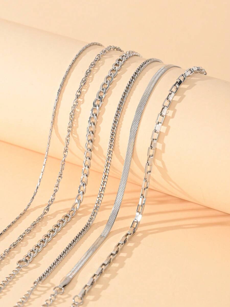 ジュエリー レディース フットアクセサリー ステンレススチール シンプルな幾何学装飾 レディースアンクレット 6個セット拍卖