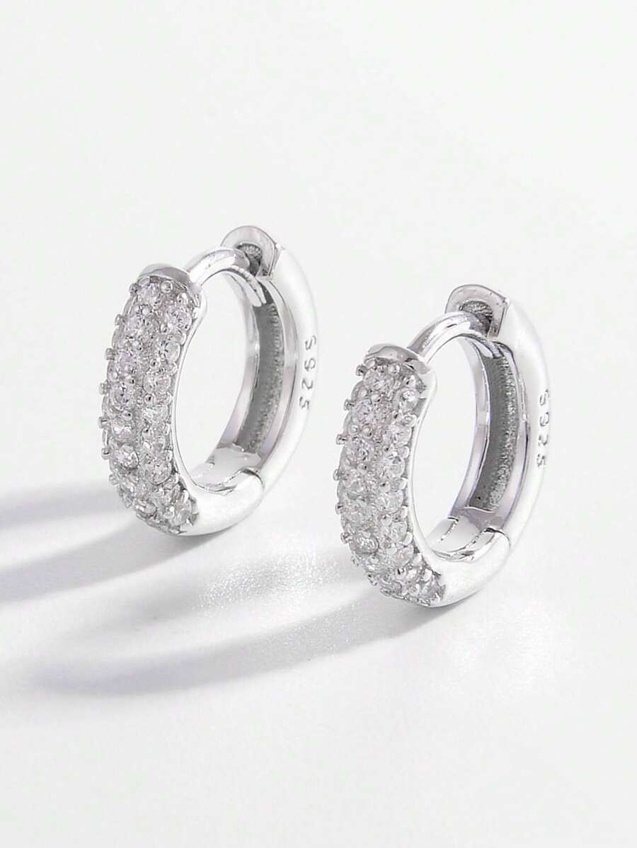 ジュエリー レディース イヤーアクセサリー 1ペア エレガントでスパークリング、繊細な925スターリングシルバーキュービックジルコ拍卖