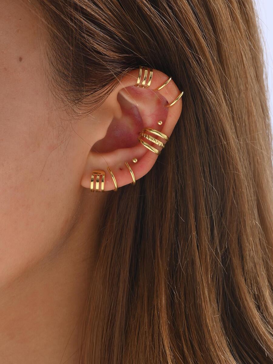 ジュエリー レディース イヤーアクセサリー セット 7個セット デリケートな中空調整可能クリップオンイヤリング&スタッドイヤリング拍卖