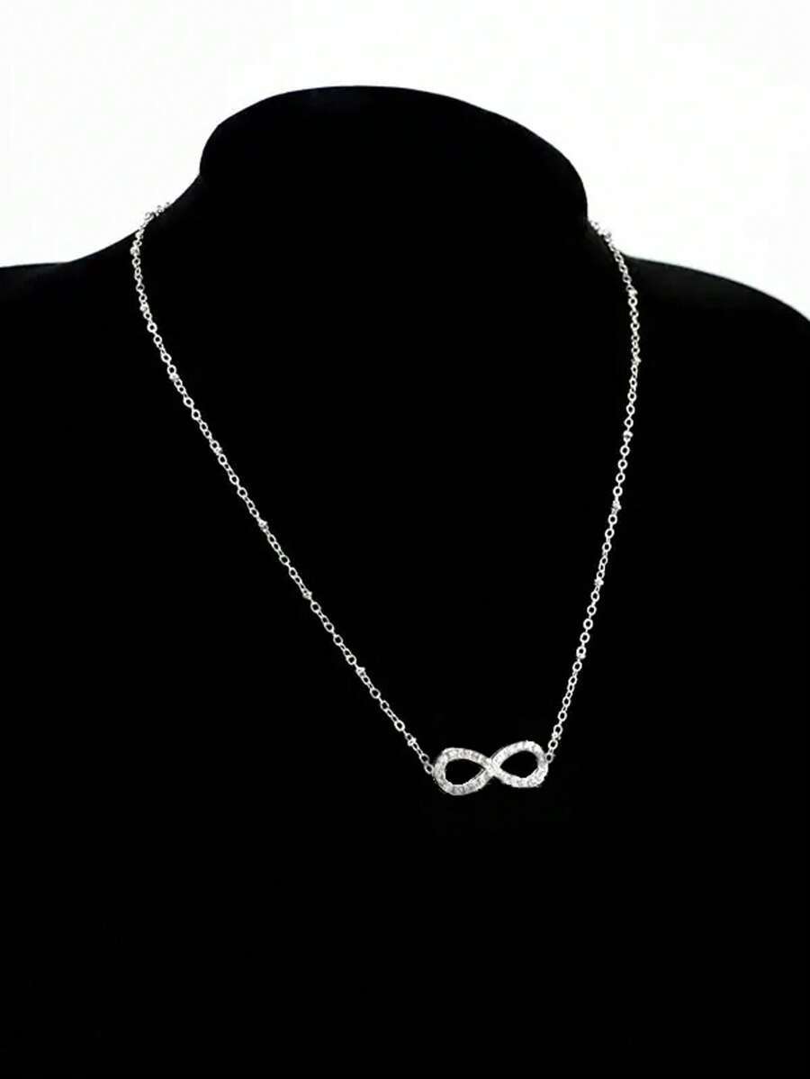 ジュエリー レディース ネックレス チョーカー 1個 高級感のあるゴールドトーンキュービックジルコニア埋め込み インフィニティ カ拍卖