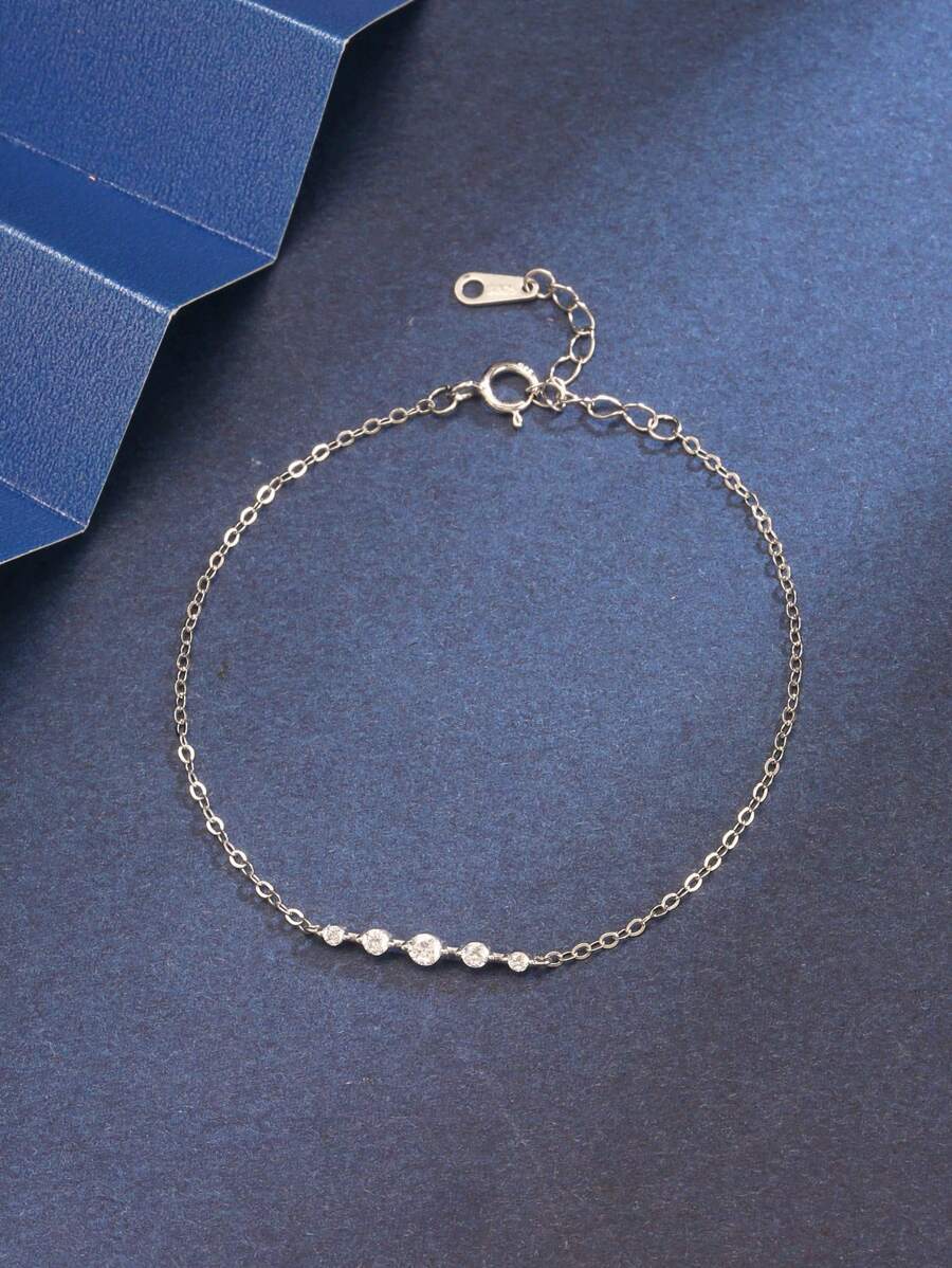 ジュエリー レディース ブレスレット チェーン 1個 925スターリングシルバー ミニマリスト キュービックジルコニアブレスレット拍卖