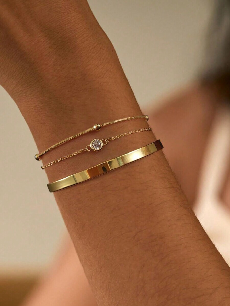 ジュエリー レディース ブレスレット セット ヨーロッパ&アメリカンスタイル 調整可能なステンレススチール ジルコニア ティアドロ拍卖