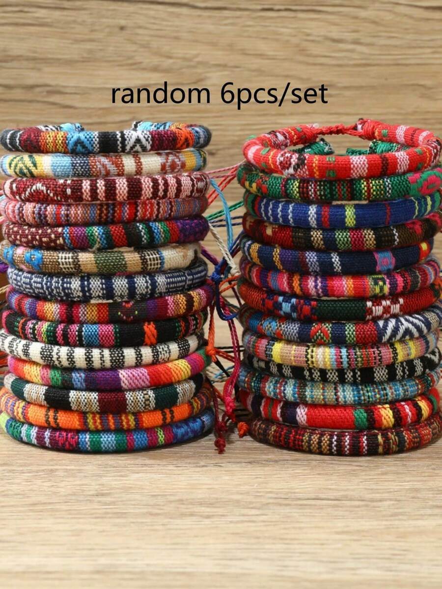ジュエリー メンズ ブレスレット セット カラフルなボヘミアンスタイルの手作り編み込みブレスレットセット、ユニセックス ミニマリス拍卖