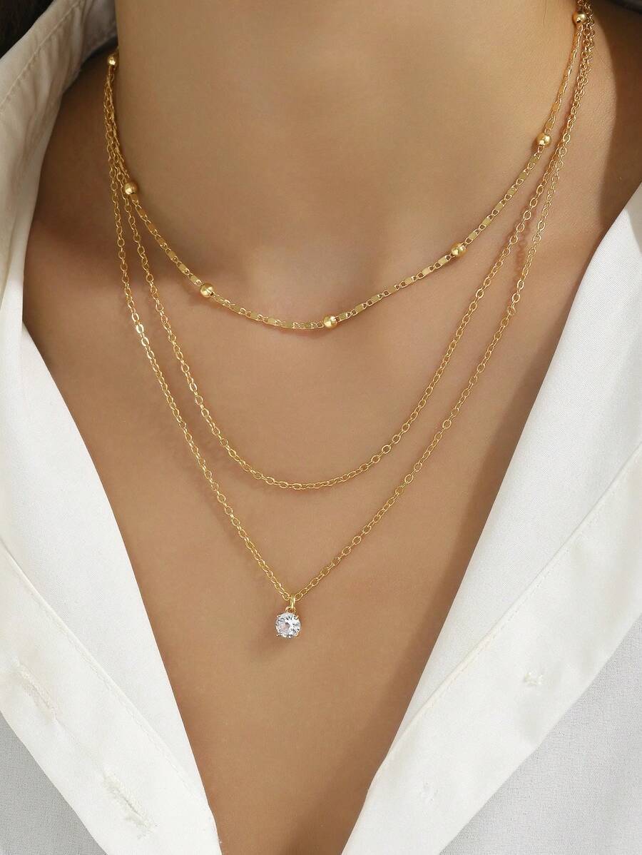 ジュエリー レディース ネックレス セット 2個 エレガントジルコニア レイヤードネックレス レディース、カジュアル/フォーマルア拍卖