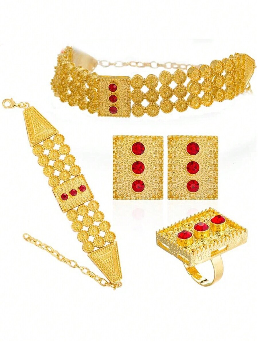 ジュエリー レディース セット エリトリア風 ジュエリーセット カラフルストーン 正規品 ネックレス ピアス ブレスレット &リン拍卖