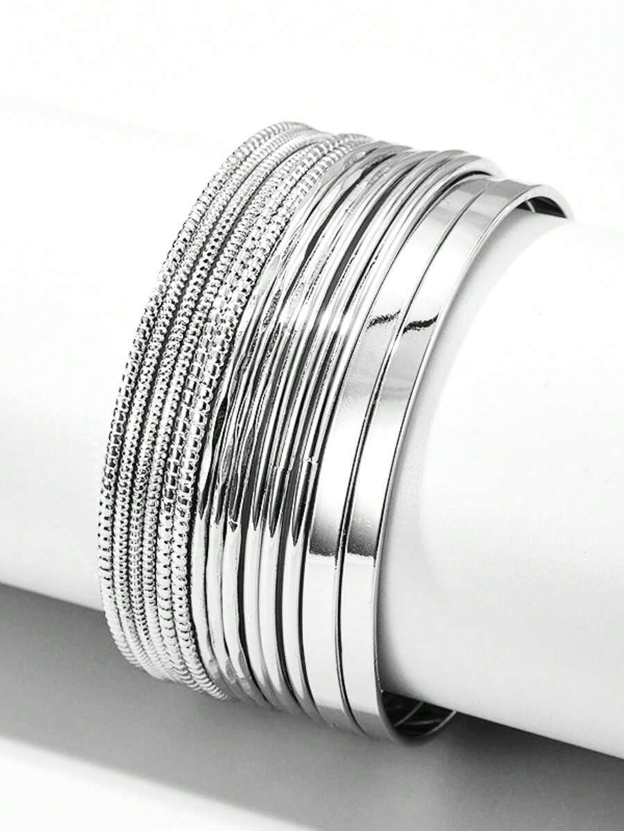 ジュエリー レディース ブレスレット バングル 幾何学模様 手作り ホロー デザイン ブレスレットセット 14個入り拍卖