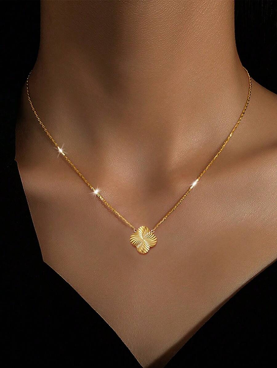 ジュエリー レディース ネックレス ペンダント 1個 シンプルな回転式四つ葉のクローバーペンダントネックレス レディースジュエリー拍卖