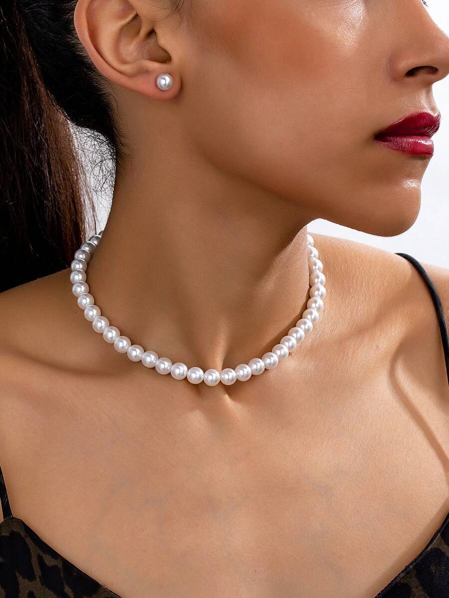 ジュエリー レディース ネックレス チョーカー 1セット バカンス真珠ネックレスとピアス拍卖