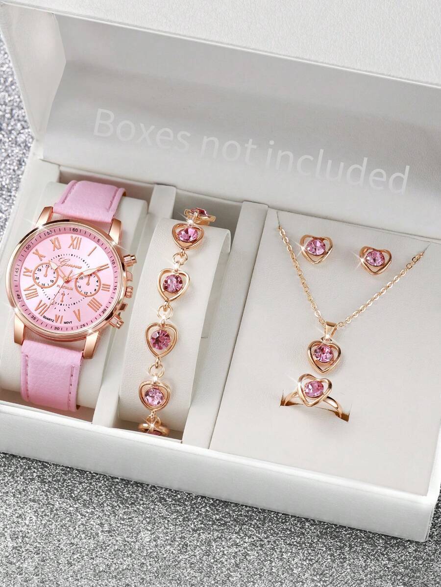 腕時計 レディース セット 女性ファッションカジュアル 3針ローマンスケールダイヤル クラシック クォーツ腕時計 6個セット +拍卖