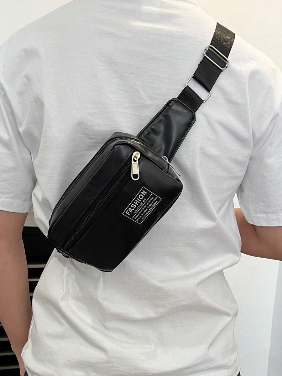 バッグ メンズ ウエストバッグ シンプルな無地PUスポーティカジュアルメンズチェストバッグ、多用途な携帯電話ポーチ&コインケース拍卖