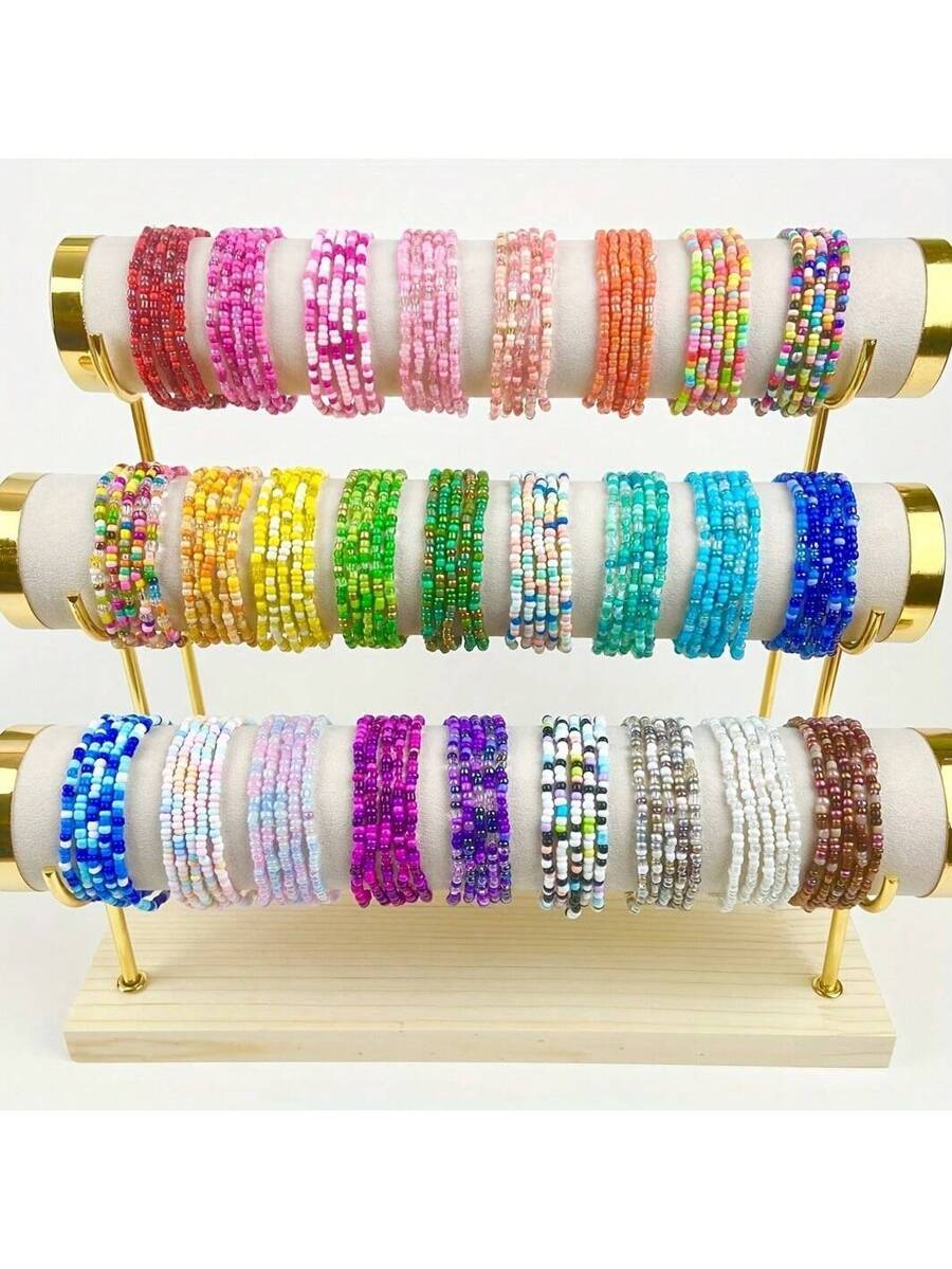 ジュエリー レディース ブレスレット ビーズ ビーズブレスレット カラフル 30個入り ランダムアソートカラー サマービーチブレス拍卖