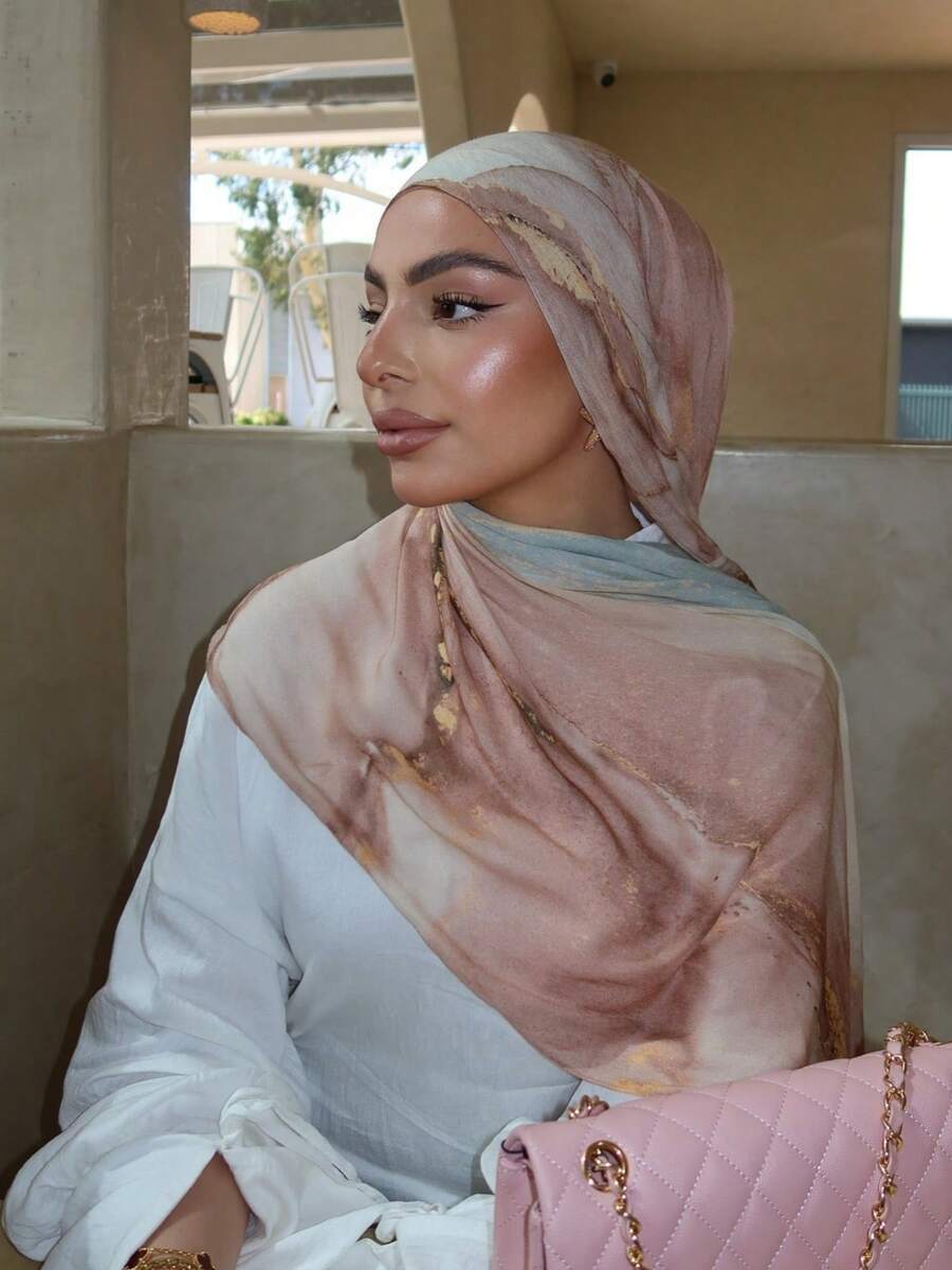 アクセサリー レディース スカーフ 1個 ボヘミアン 水彩プリント ベール ヒジャブ、秋用 ムスリム ヘッドスカーフ、デイリー使い拍卖