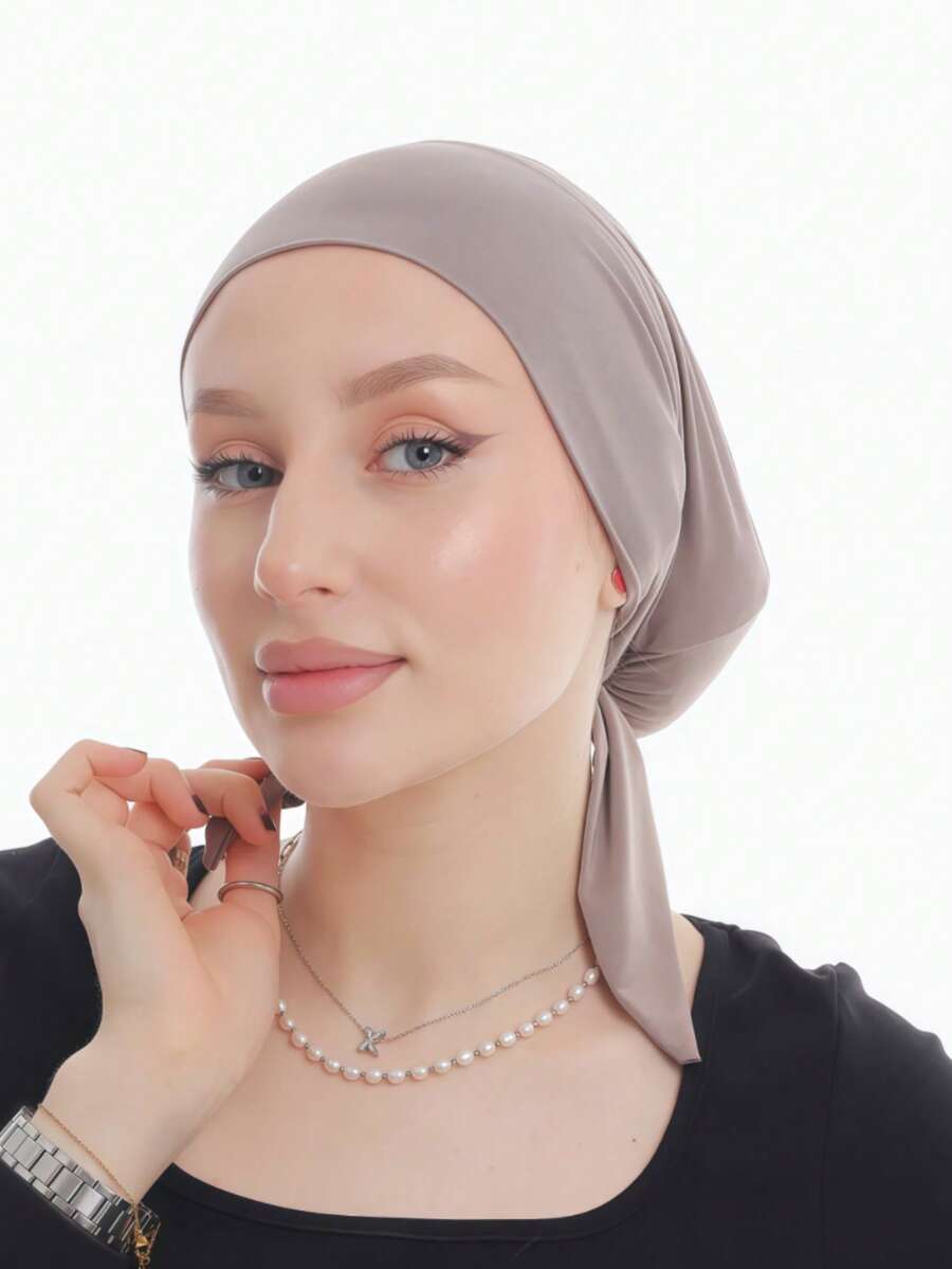 アクセサリー レディース スカーフ 1個 無地シンプルファッション ソフトタイストラップ ターバン ヒジャブ キャップ、ヘッドラッ拍卖