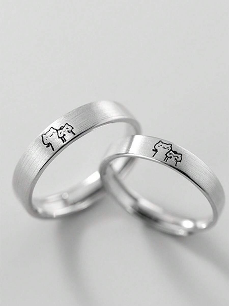 リング レディース セット 2個 かわいい猫のカップルリング拍卖