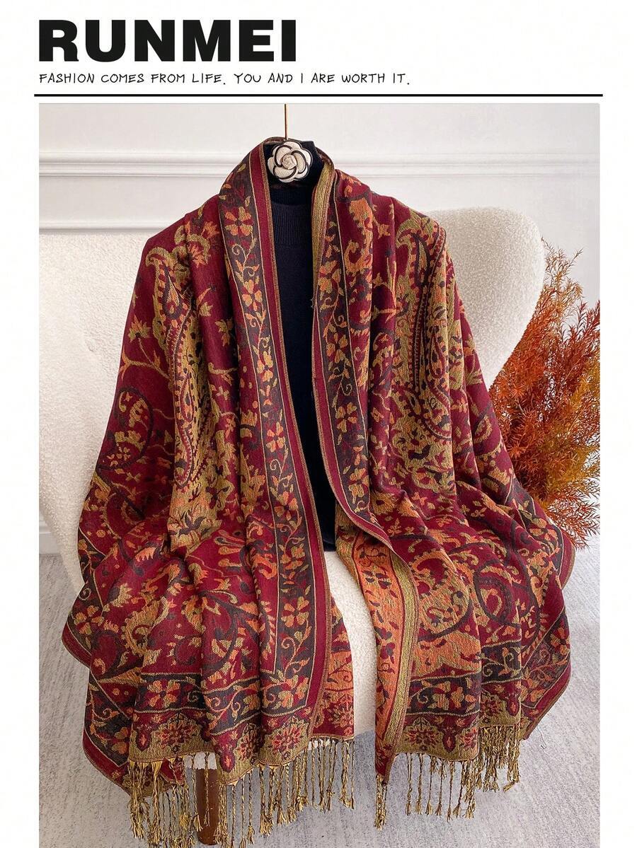 アクセサリー レディース スカーフ 1個 女性用ファッショナブルな暖かいカシューパターン プリントスカーフ、クラシックペイズリー柄拍卖