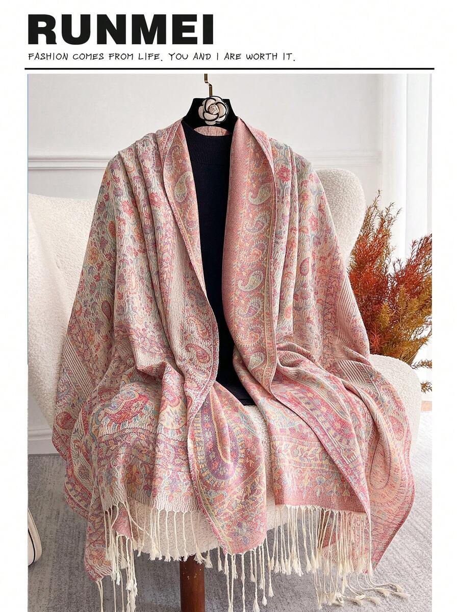 アクセサリー レディース スカーフ 1個 女性用ファッショナブルな暖かいカシューパターン プリントスカーフ、クラシックペイズリー柄拍卖