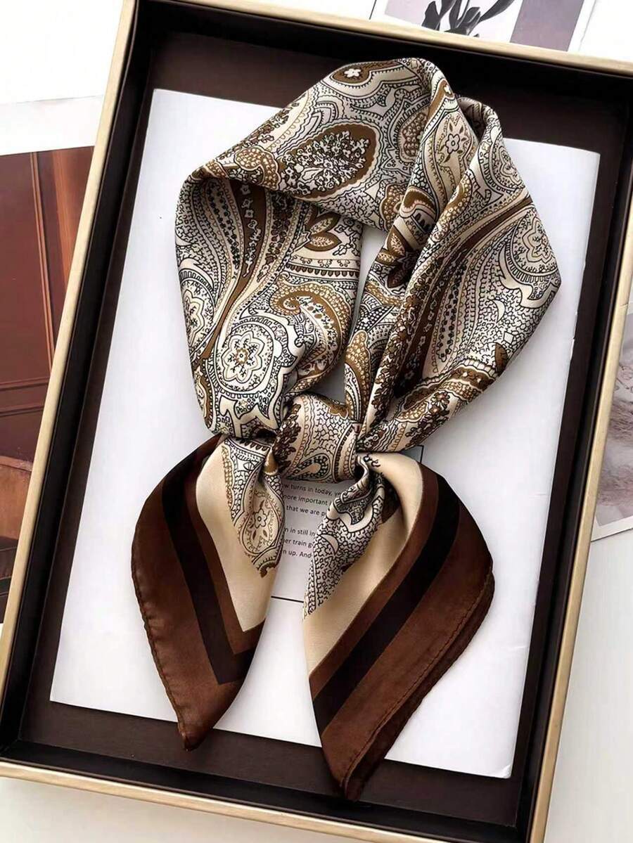 アクセサリー レディース スカーフ 70*70cm スクエアスカーフ レディース サテン バンダナ プリント バッグスカーフ ヘア拍卖