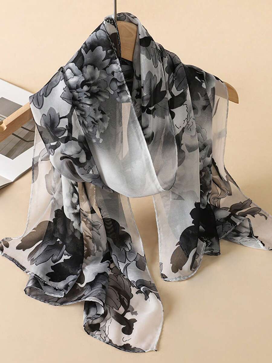 アクセサリー レディース スカーフ 1枚 レディース ヴィンテージ フローラル プリント 軽量スカーフ、通気性があり日よけにも適し拍卖
