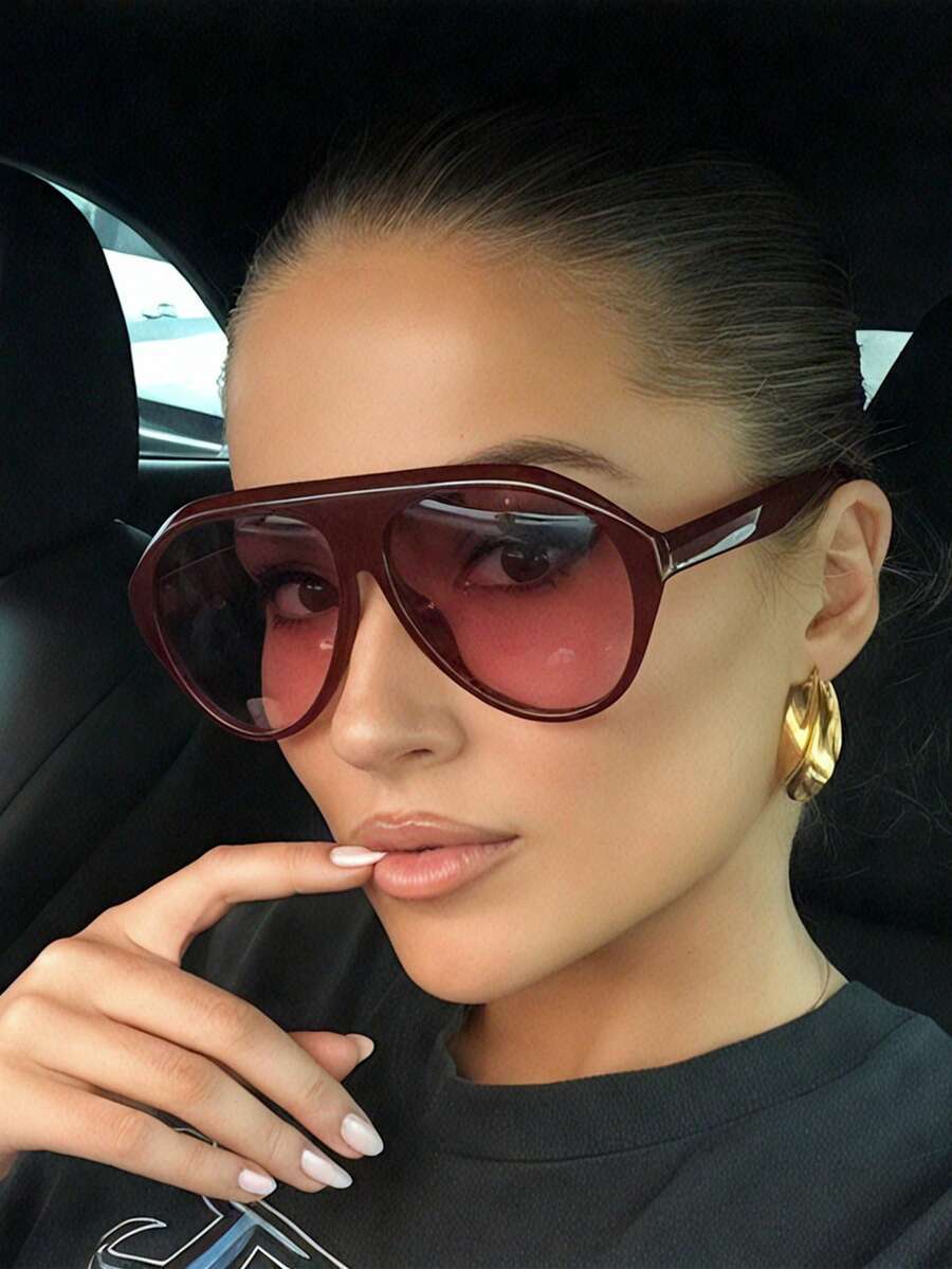 アクセサリー レディース アイアクセサリー 1個 女性用ワインレッド パイロット ペーパー フレーム 無地 大型 フレーム ストリ拍卖