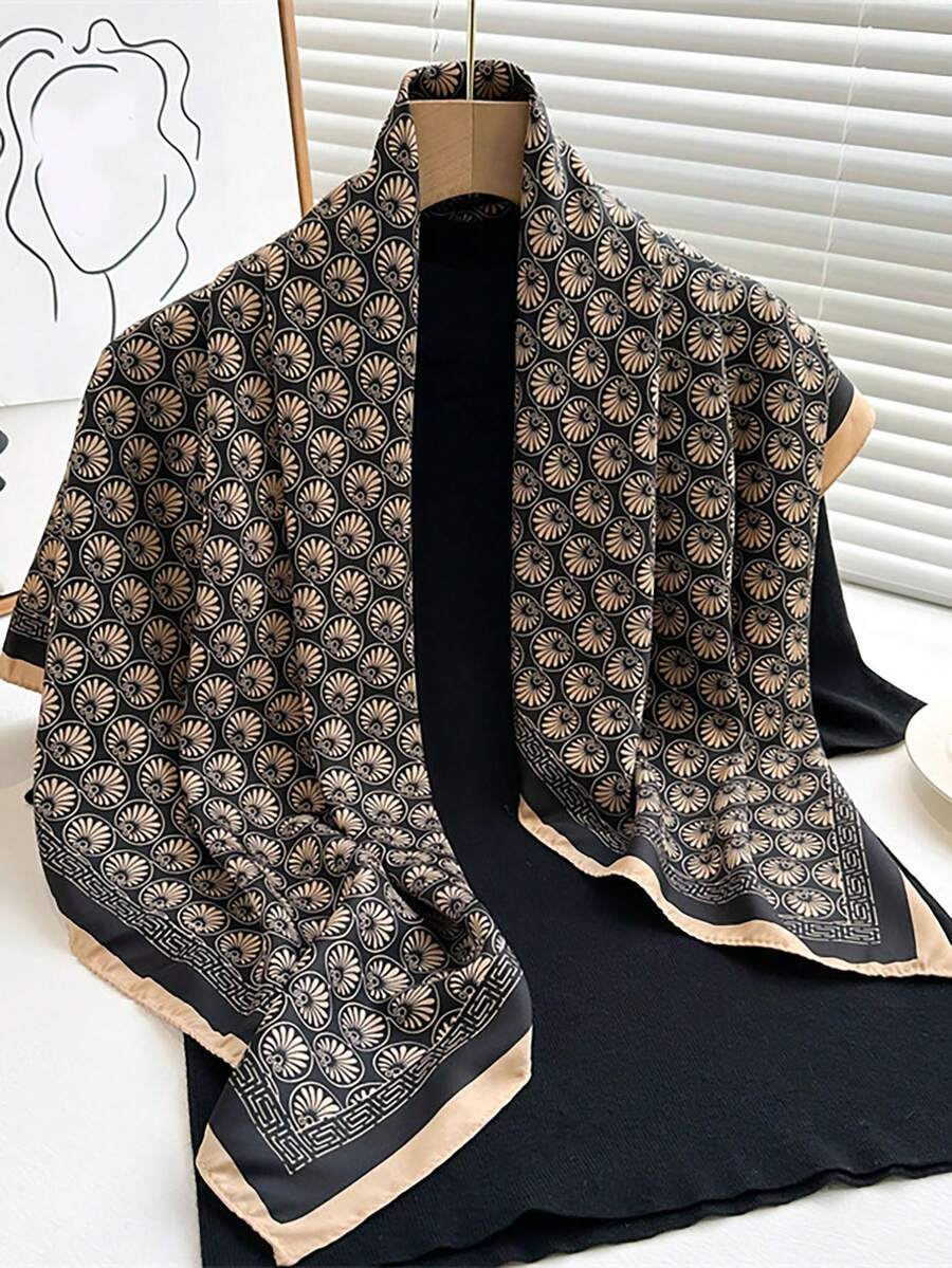 アクセサリー レディース スカーフ 1枚 ファッショナブルな花柄スクエアスカーフ、カジュアルなボヘミアンスタイル、ポリエステル製拍卖
